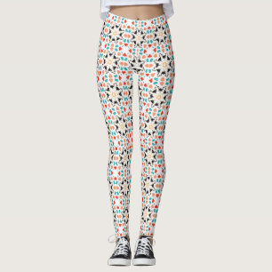 Legging Padrão Geométrico Floral Preto Branco