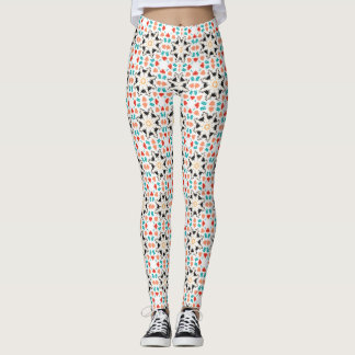 Legging Padrão Geométrico Floral Preto Branco