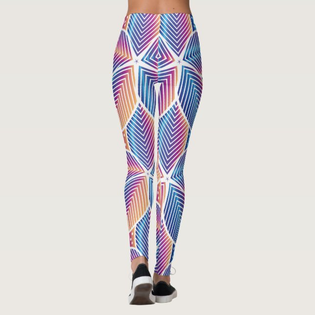 Legging Padrão Geométrico Floral Vibrante (Verso)