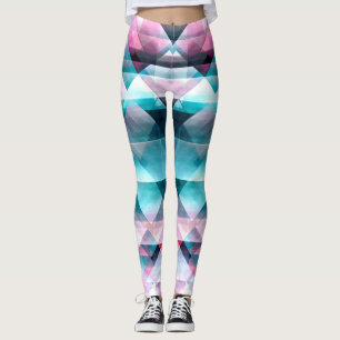Legging Padrão Geométrico Girly Pink e Blue Abstrato