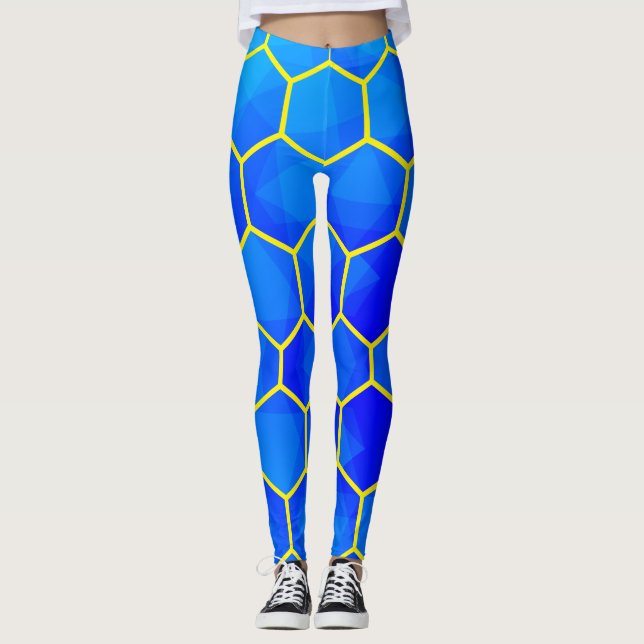 Legging Padrão Geométrico Hexagonal Sem Costura (Frente)