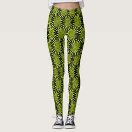 Legging Padrão Geométrico legal Verde E Preto