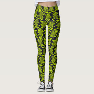 Legging Padrão Geométrico legal Verde E Preto
