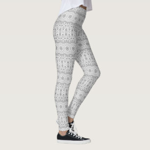 Legging Padrão Geométrico Mandala Cinza