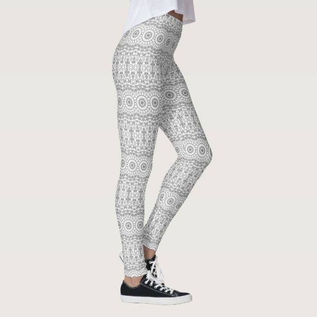 Legging Padrão Geométrico Mandala Cinza (Direita)
