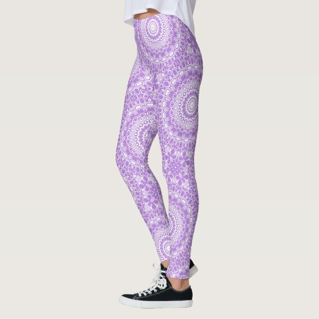 Legging Padrão Geométrico Mandala Lavanda (Esquerda)