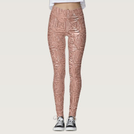 Legging Padrão Geométrico Metálico Rosa Dourado