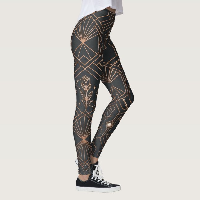 Legging Padrão Geométrico Místico Celestial Art Déco Lótus (Direita)