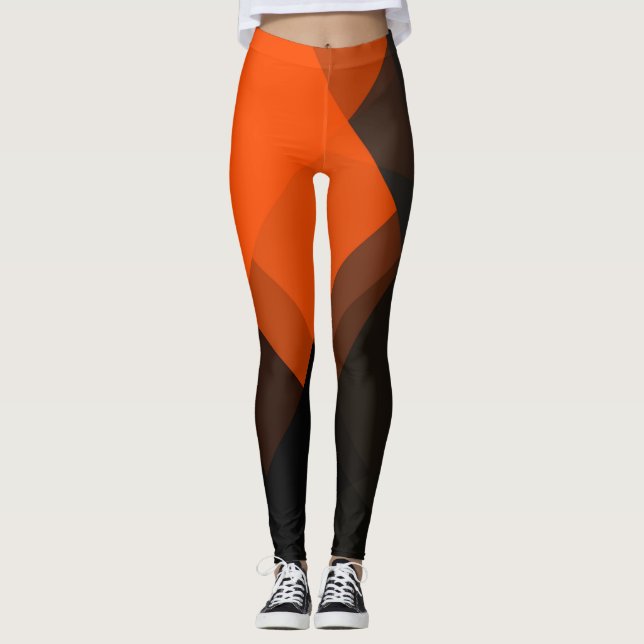 Legging Padrão Geométrico Moderno da Cinza Laranja (Frente)