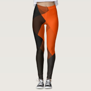Legging Padrão Geométrico Moderno da Laranja Cinza