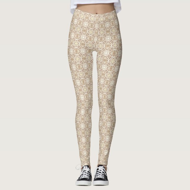 Legging Padrão Geométrico Moderno de Batik (Frente)