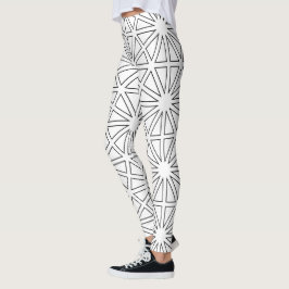 Legging Padrão Geométrico Moderno de Estrela em Preto e Br