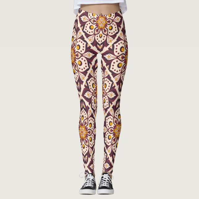 Legging Padrão Geométrico Moderno de Meados do Século – Ab (Frente)