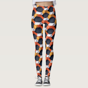 Legging Padrão Geométrico Moderno de Ondas 3D em Cores Neg