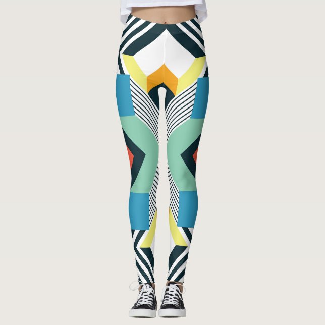 Legging Padrão Geométrico Moderno do Abstrato. (Frente)