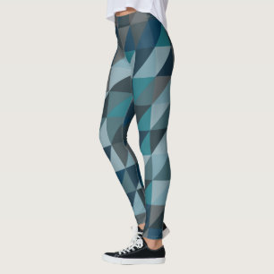 Legging Padrão Geométrico Moderno do Ombre Azul-na moda