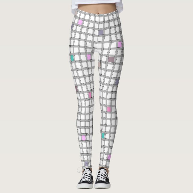 Legging Padrão geométrico multicolor verificado (Frente)