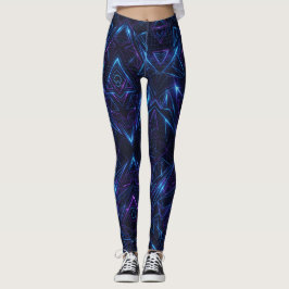 Legging Padrão Geométrico Neon Cibernético Sem Costura