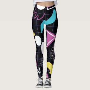 Legging Padrão Geométrico Neon Inspirado no Espaço