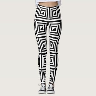 Legging Padrão geométrico preto e branco