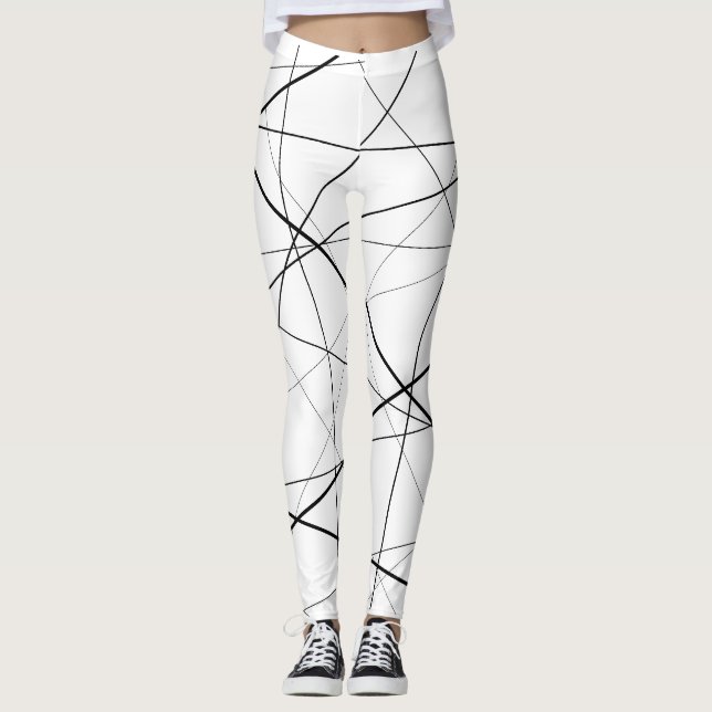 Legging Padrão geométrico preto e branco (Frente)