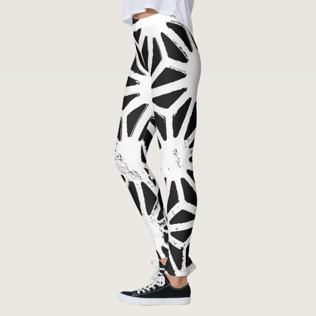 Legging Padrão geométrico preto e branco (Esquerda)