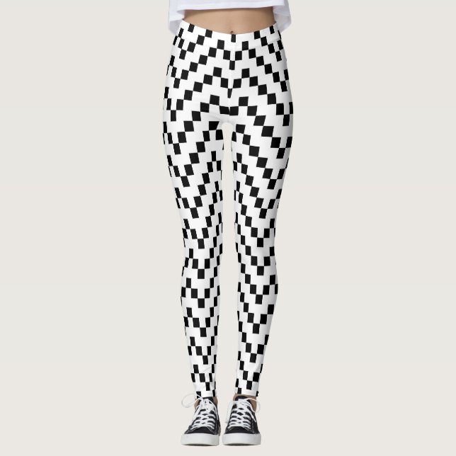Legging Padrão Geométrico Preto e Branco (Frente)