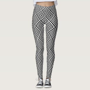 Legging Padrão geométrico preto e branco