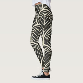 Legging Padrão Geométrico Preto e Branco Chic Sem Costura