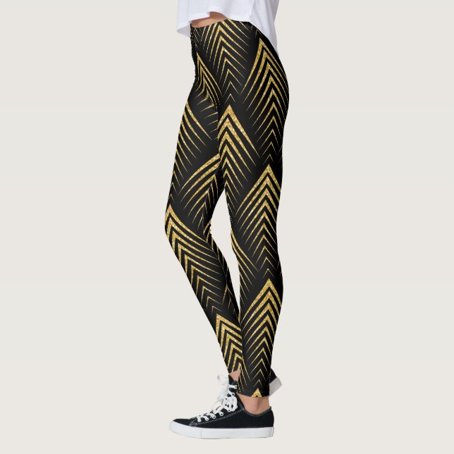Legging Padrão Geométrico Preto e Dourado Art-Deco (Esquerda)