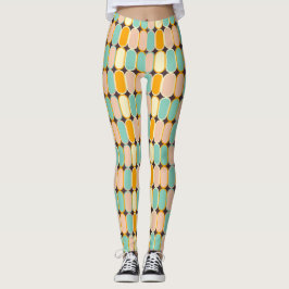 Legging Padrão geométrico retrô com ovais verticais