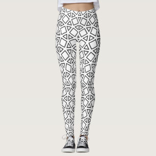Legging Padrão Geométrico Triangular Preto e Branco Modern