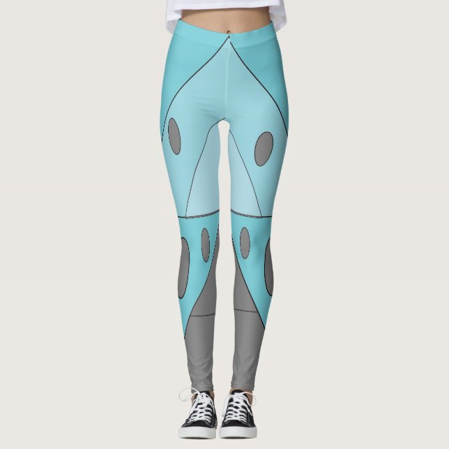 Legging Padrão Geométrico Triângulo Turquesa Azul Engraçad (Frente)