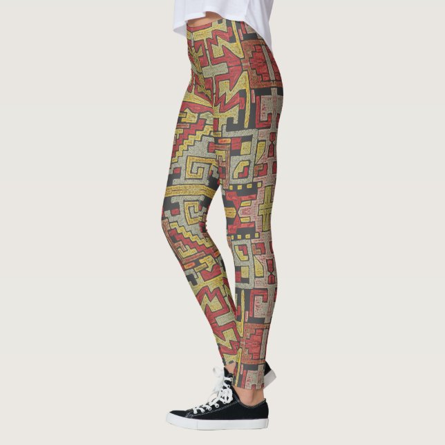 Legging Padrão Geométrico Tribal/Étnico, Cores Mudadas (Esquerda)