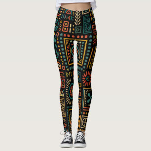Legging Padrão Geométrico Tribal Moderno