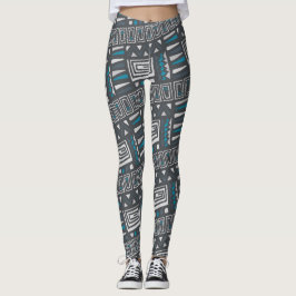 Legging Padrão Geométrico Tribal Monocromático Moderno