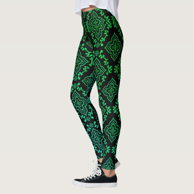 Legging Padrão Geométrico Verde / Impressão Índio (Esquerda)