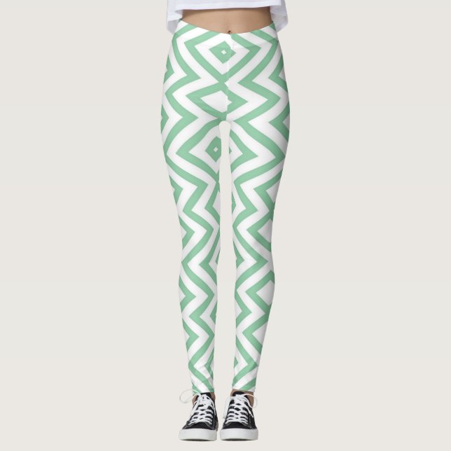 Legging Padrão geométrico verde Pastel (Frente)