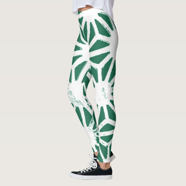 Legging Padrão geométrico verde-sábado e branco (Esquerda)
