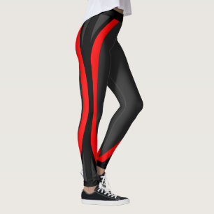 Legging Padrão Geométrico Vermelho e Preto Moderno