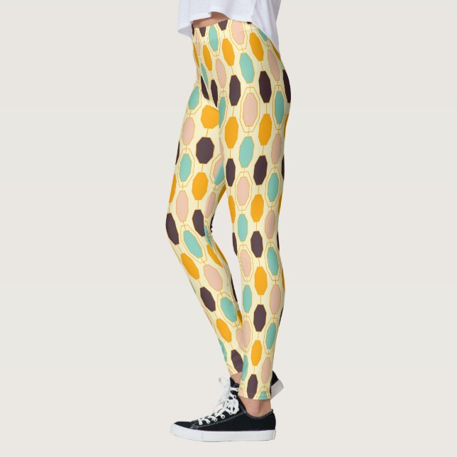 Legging Padrão geométrico vibrante com fileiras de s octog (Esquerda)