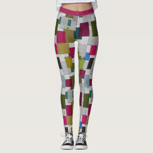 Legging Padrão Geométrico Yoga da Cinza Roxa da Arte Moder