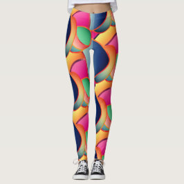 Legging Padrão Giratório Colorido Gradiente de Folha Bonit