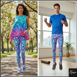 Legging Padrão Gradiente Azul Pedregulho Orgânico Roxo Ros