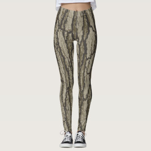 Legging Padrão Gráfico de Camuflagem de Casca de Carvalho