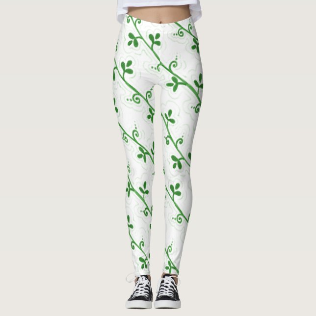 Legging Padrão Gráfico Floral sem costura transparente (Frente)
