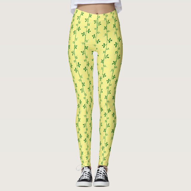 Legging Padrão Gráfico Floral Sem Vista (Frente)