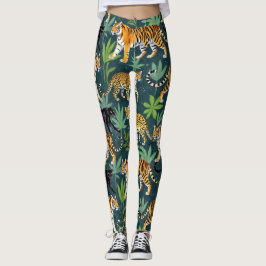 Legging Padrão Grande Gato-Tigre Sem Olhos