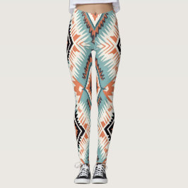 Legging Padrão Grande Tribal Ocidental Aztec
