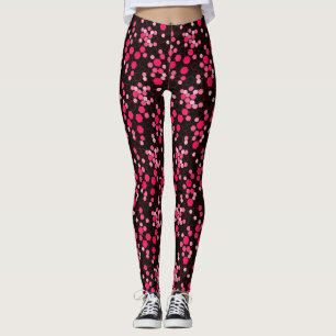 Legging Padrão hexágono 03b.Preto cor-de-rosa BG